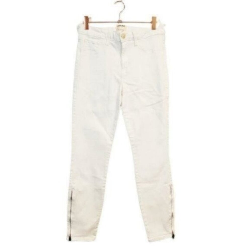 L'agence | High Rise Skinny Ankle Zip Jeans White